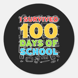 Pegatina Redonda Sobrevivió a 100 días de colegio Feliz 100 días