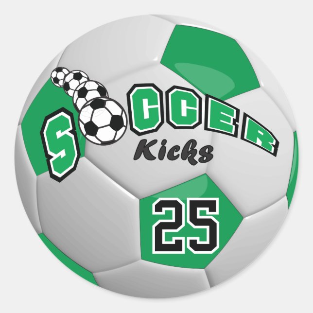 Pegatina Redonda Soccer Ball Kicks |  Green (Anverso)