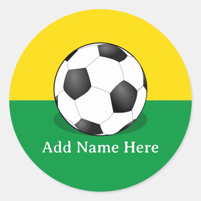 Pegatina Redonda Soccer Ball on Yellow and Green Background (Anverso)