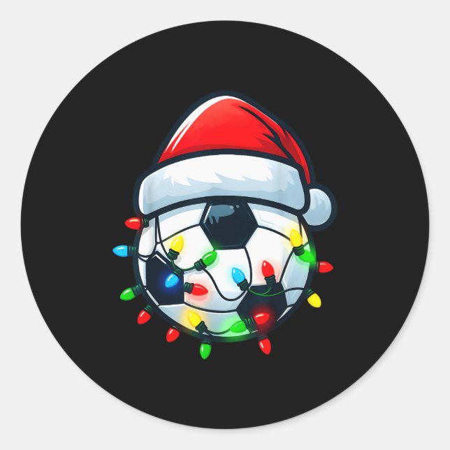 Pegatina Redonda Soccer Ball Santa Hat Xmas Pajamas Players Toddler (Anverso)