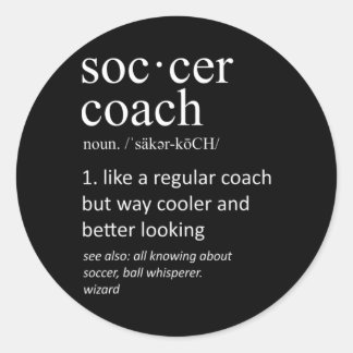 Pegatina Redonda Soccer Coach Definition Sports Funny Trainer 