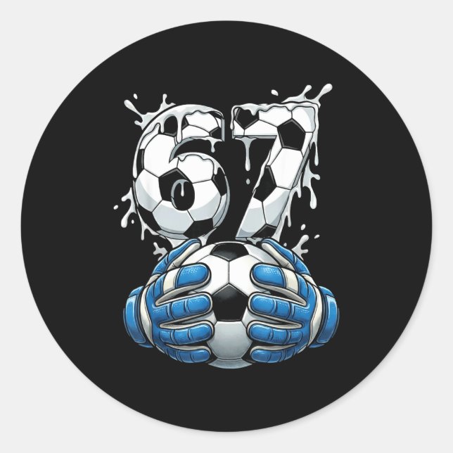 Pegatina Redonda Soccer Drip Number 67 Boys Soccer Goalkeeper 67  (Anverso)