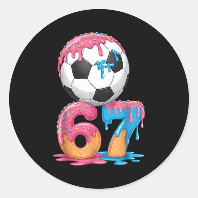 Pegatina Redonda Soccer Drip Number 67 Boys Soccer Player 67  (Anverso)