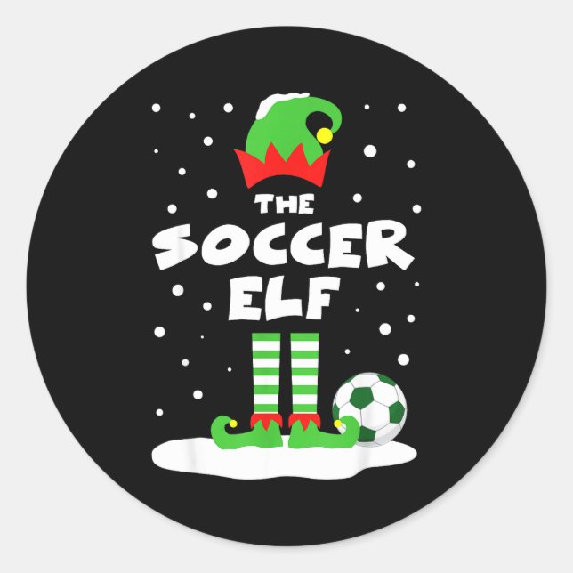 Pegatina Redonda Soccer Elf Matching Group Family Holiday Christmas (Anverso)