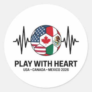 Pegatina Redonda Soccer Heartbeat USA Canada Mexico 2026