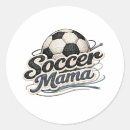 Pegatina Redonda Soccer Mama Crocheted Badge Sticker