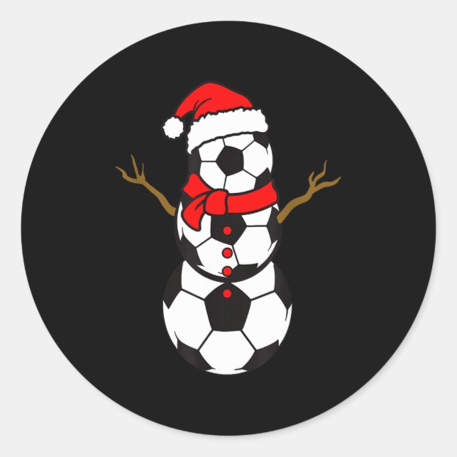 Pegatina Redonda Soccer Santa Hat Snowman Xmas Funny Soccer Lover C (Anverso)