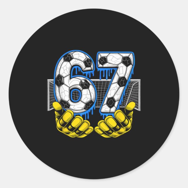 Pegatina Redonda Soccer Six Seven 67 Funny Gen Alpha Meme  (Anverso)