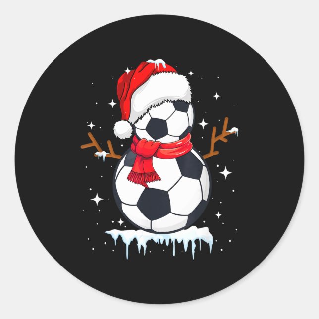 Pegatina Redonda Soccer Snowman Apparel, Funny Santa Christmas Men  (Anverso)
