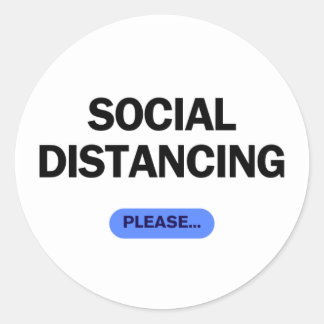 Pegatina Redonda "Social Distancing Please" Funny Covid