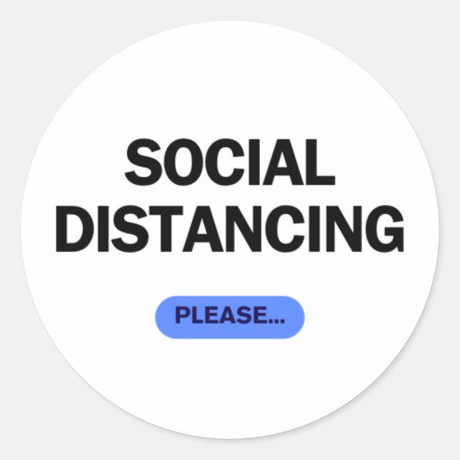Pegatina Redonda "Social Distancing Please" Funny Covid (Anverso)