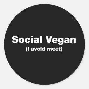 Pegatina Redonda Social Vegan (evito encontrarme)