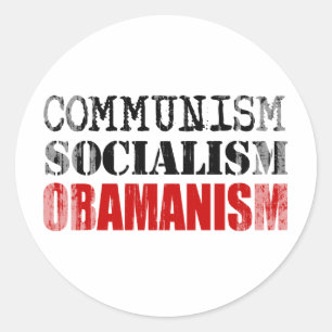 Pegatina Redonda SOCIALISMO OBAMANISM Faded.png del COMUNISMO