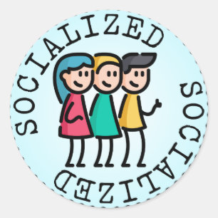 Pegatina Redonda Socializado (distintivo de mérito para adultos)