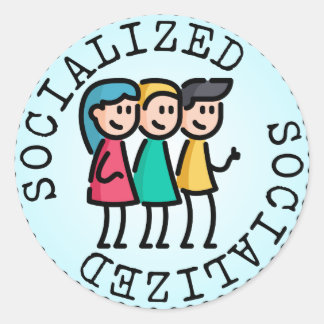 Pegatina Redonda Socializado (distintivo de mérito para adultos)