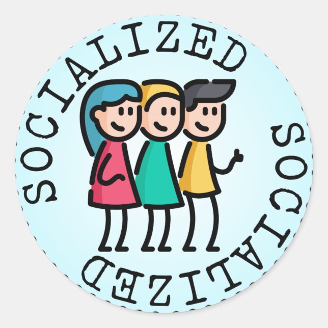 Pegatina Redonda Socializado (distintivo de mérito para adultos) (Anverso)
