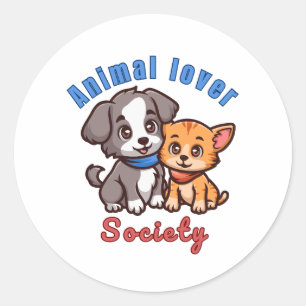 Pegatina Redonda sociedad de amantes de animales para sticker de am