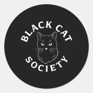Pegatina Redonda Sociedad de Gatos Negros Amante de Gatitos Lindos