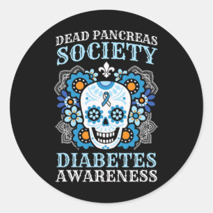 Pegatina Redonda Sociedad de Páncreas Muerto Diabetes Conciencia Su