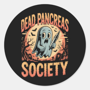 Pegatina Redonda Sociedad de páncreas muerto Diabetes divertidos de