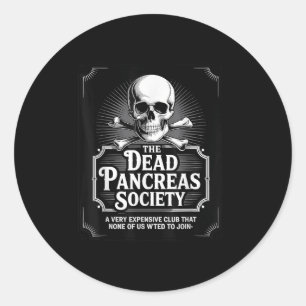 Pegatina Redonda Sociedad de Páncreas Muerto Diabetes Graciosos de 