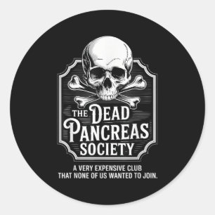 Pegatina Redonda Sociedad de Páncreas Muerto Diabetes Graciosos de 