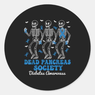Pegatina Redonda Sociedad de Páncreas Muerto Diabetes Sensibilizaci