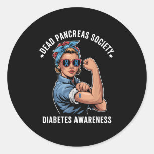 Pegatina Redonda Sociedad de páncreas muerto Shirt Diabetes diverti