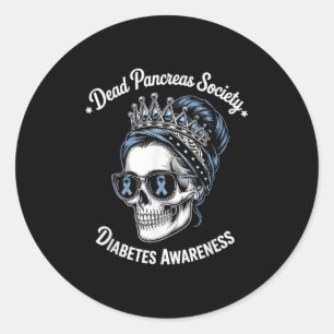 Pegatina Redonda Sociedad de páncreas muerto Shirt Diabetes diverti