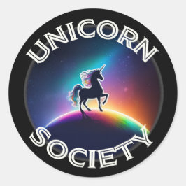 Pegatina Redonda Sociedad de Unicornio