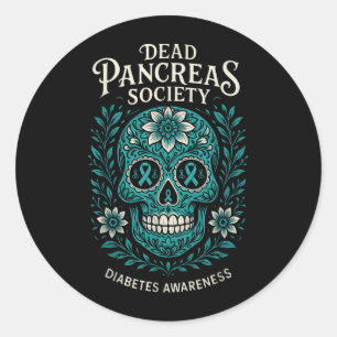 Pegatina Redonda Sociedad del páncreas muerto - Calavera de concien