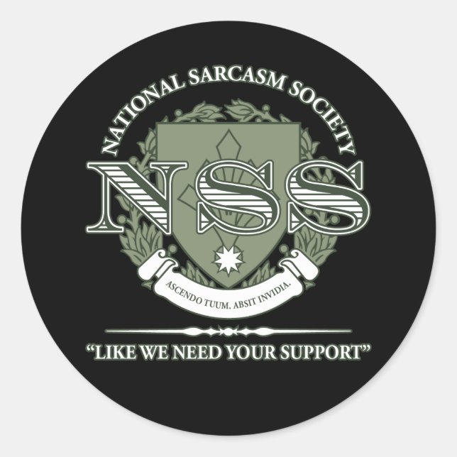Pegatina Redonda Sociedad Nacional de Sarcasmo (Anverso)