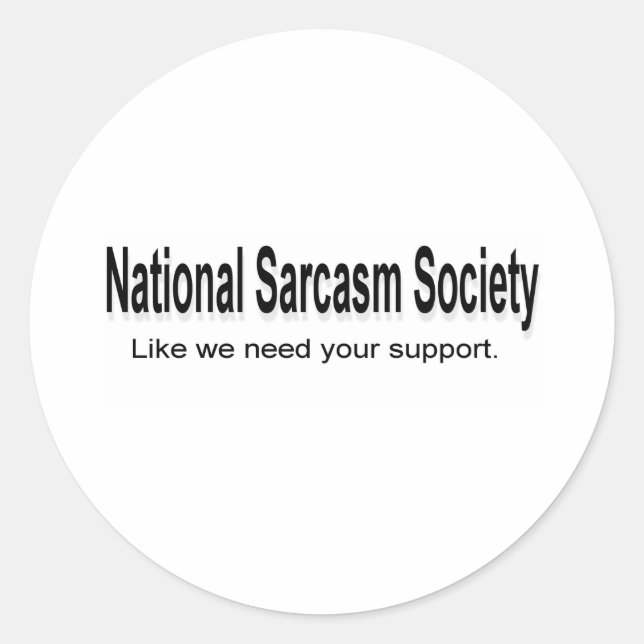 Pegatina Redonda Sociedad Nacional de Sarcasmo (Anverso)