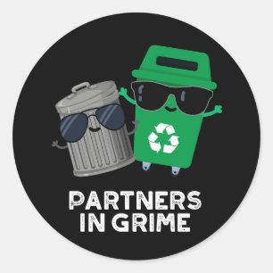 Pegatina Redonda Socios En Grime Funny Trash Pun Dark BG
