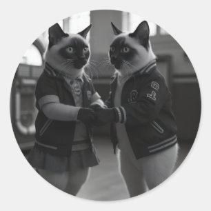 Pegatina Redonda Sock Hop Kitties