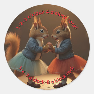 Pegatina Redonda Sock Hop Squirrels