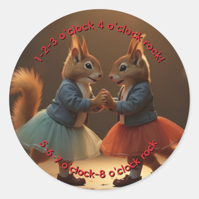 Pegatina Redonda Sock Hop Squirrels (Anverso)