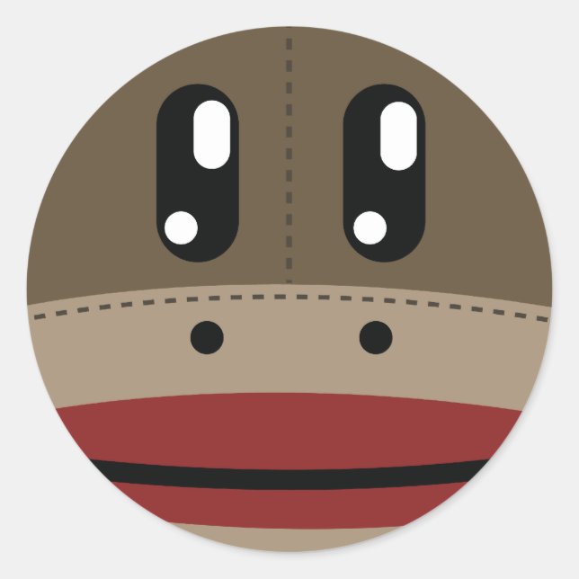 Pegatina Redonda Sock Monkey Face Products (Anverso)
