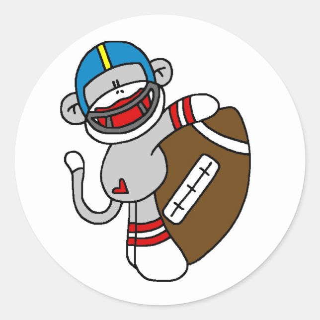 Pegatina Redonda Sock Monkey Football (Anverso)