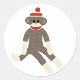 Pegatina Redonda Sock monkey sticker