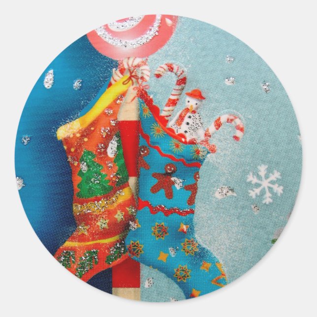 Pegatina Redonda Socks navidades (Anverso)