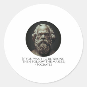 Pegatina Redonda Sócrates Cita Cómo Estar Equivocado - El Antiguo G