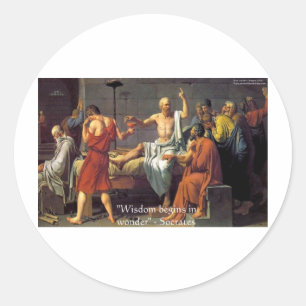 Pegatina Redonda Sócrates "Sabiduría/Maravilla" Ofertas Tees & Card