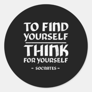 Pegatina Redonda Sócrates Self Awareness Stoicism Cita Philo griego