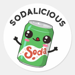 Pegatina Redonda Soda-licious Funny Soda Pop Pun
