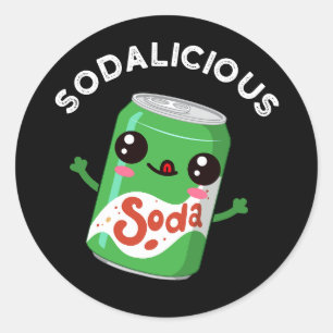 Pegatina Redonda Soda-licious Funny Soda Pop Pun Dark BG