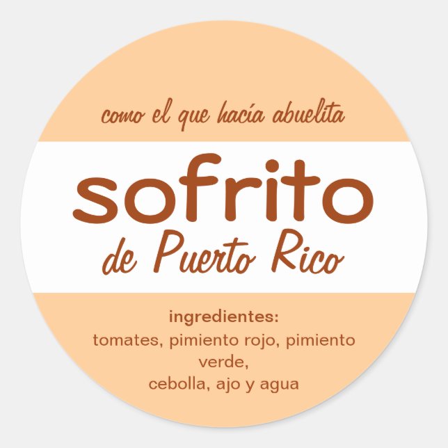 Pegatina Redonda Sofrito Puerto Rico (Anverso)