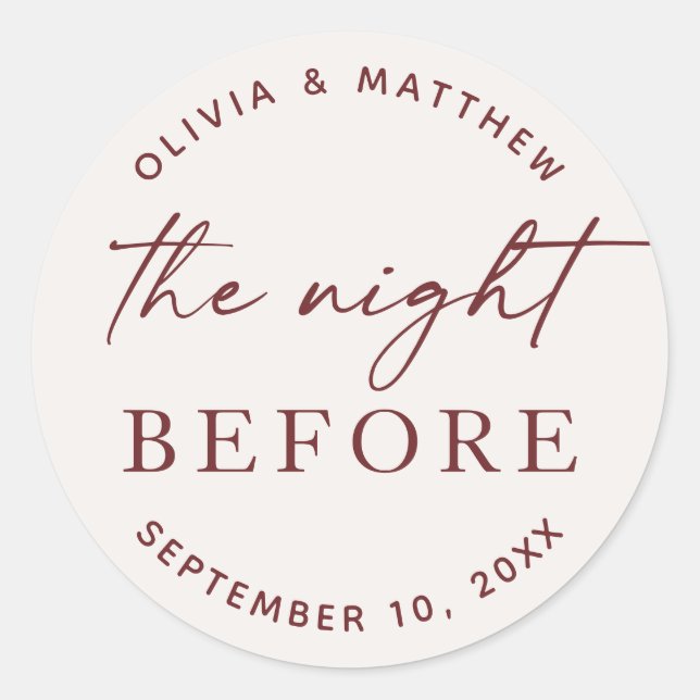 Pegatina Redonda Soft Ivory Modern Script Wedding Rehearsal Dinner (Anverso)