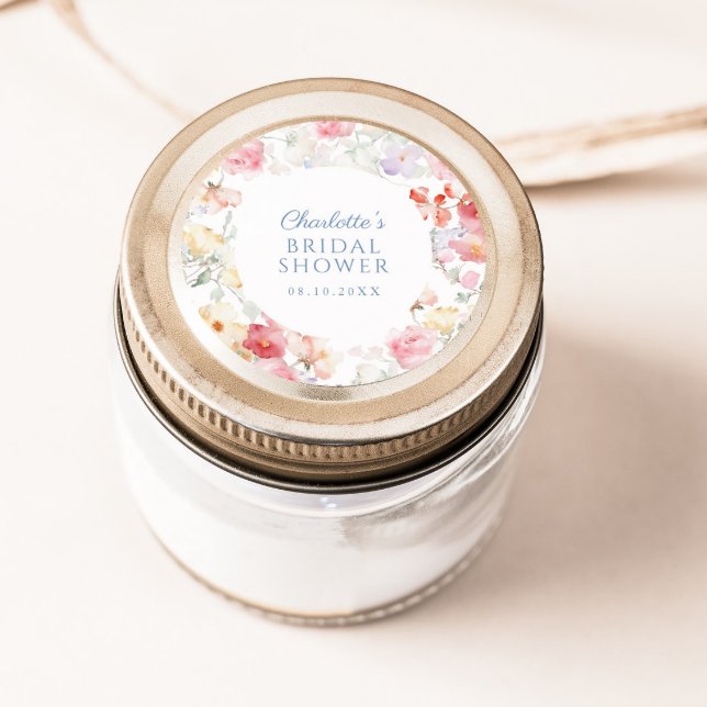 Pegatina Redonda Soft Pastel Bloom Bridal Shower  (Subido por el creador)