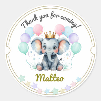 Pegatina Redonda Soft Pastel Elephant Thank You Stickers